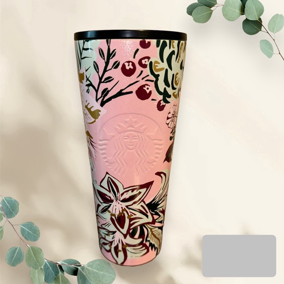 Starbucks Other - STARBUCKS 2022 Holiday Winter Pink Enchanted Forest Floral Tumbler Venti 24oz